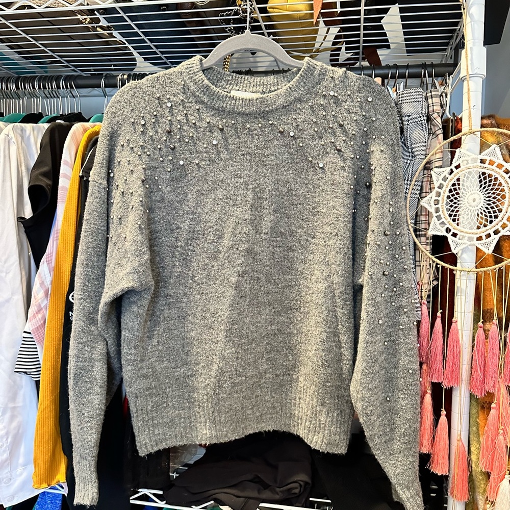 H&M Rhinestone Pearl Sweater - Oversized